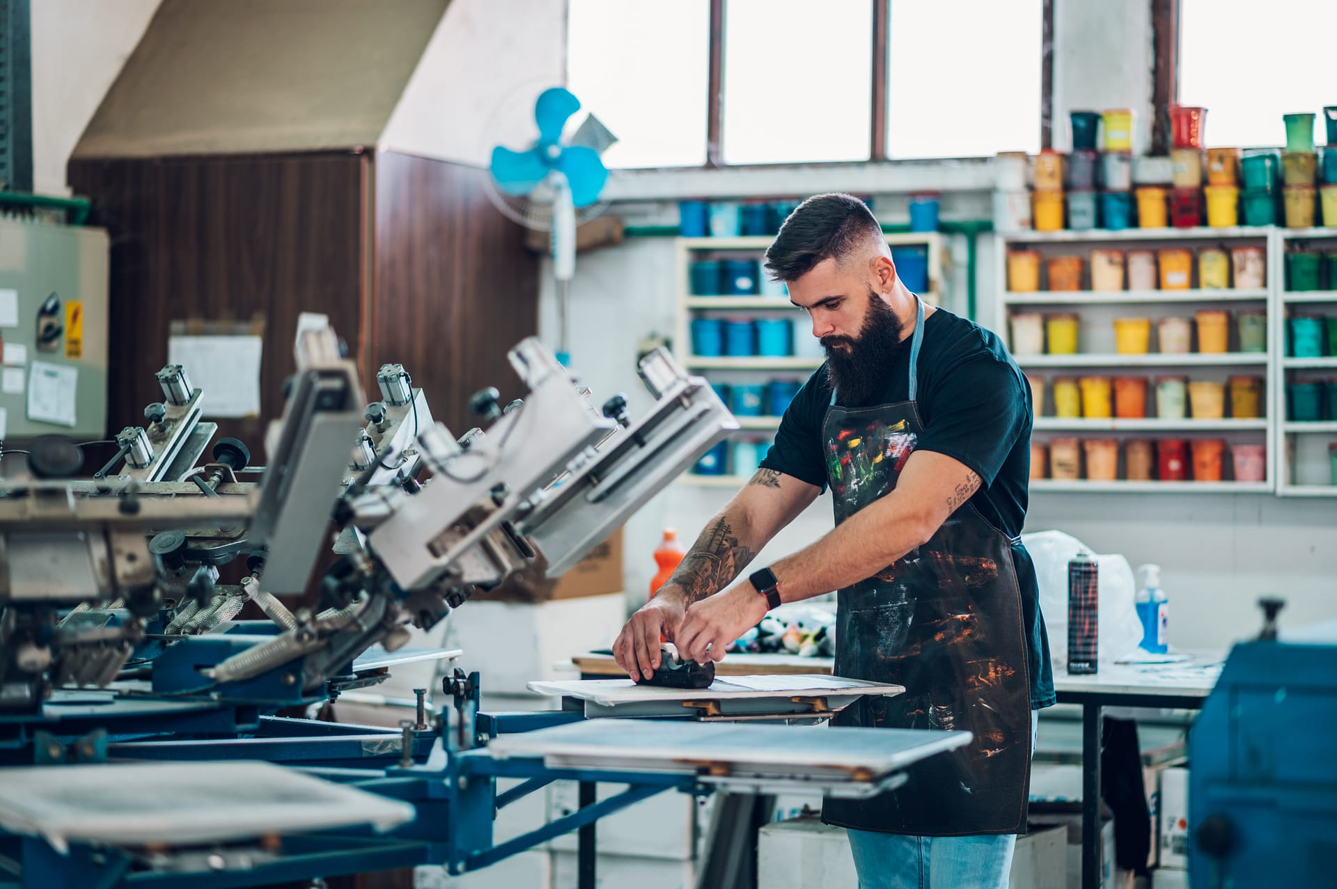 Screen printing in action
